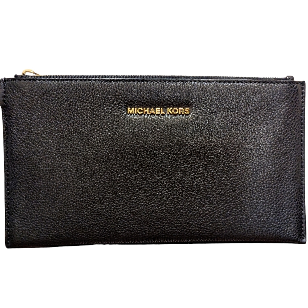 Michael Kors leather wristlet, clutch, Black